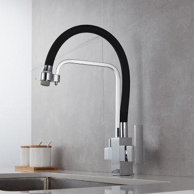 China Thermostatic Faucets Direct Factory High Quality Classic Square Handle Body Spring Brass Kitchen Faucet for sale