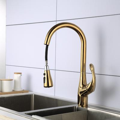 China Thermostatic Modern Commercial Single Handle Copper Matt Pull Down Kitchen Sink Faucets Brass Faucet With Sprayer for sale