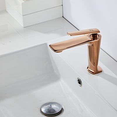 China Faucets Single Handle Bathroom Hand Basin Faucets Gold Metered Tall Gold Brass Faucet for sale