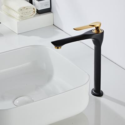 China Matte Black Brass Body Basin Faucets Single Hole Metered Tap Hot And Cold Water Vanity Basin Mixer Bathroom Faucet for sale