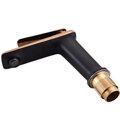 China Metered Faucets Black Single Hole Kitchen Faucet Copper Hole Hot And Cold Mixing Faucet Art Cabinet Wash Water Basin For Bathroom for sale