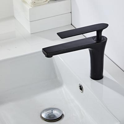 China Long Metered Modern Black Square Chrome Spout Taps High Shelf Life Bathroom Basin Faucet for sale