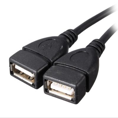 China COMPUTER Factory 1 Male 2 USB Y Splitter Cable AdapterJack Y Splitter Hub Power Cord Adapter Female Cable for sale