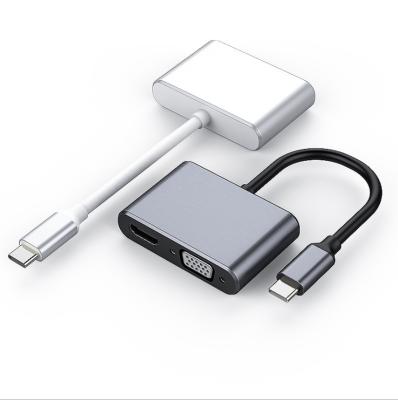 China Best Cheap Alufer Fast VGA Usb Type C Material Slivery Two-in-One Cable Adapter for sale