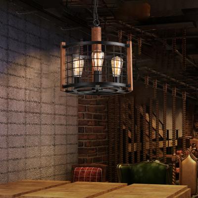 China Restaurant Industrial Cafe Creative Retro Round E26 Illuminated Decorative Pendant Light for sale