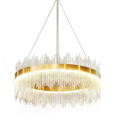 China Modern Indoor Crystal Pendant Lights Bedroom Room Crystal Pendant Lights Golden Luxury LED Restaurant Living Room Decoration LED Modern Luxury Gold Indoor Hanging Lamps for sale