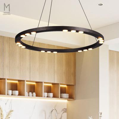 China Contemporary Black Ring Chandelier Acrylic Round Led Chandelier by Guzhen Modern Manufacturers for sale