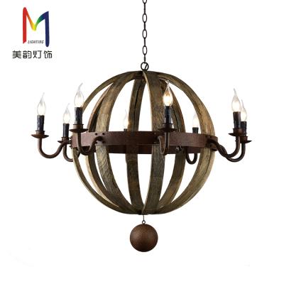 China Industrial Rustic Vintage Style Farmhouse Lighting Round Retro Chandelier for sale