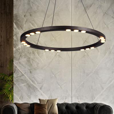 China Modern Sand Modern Design Acrylic Black 54w Single Iron Hanging Pendant Light For Hotel Living Room Bedroom for sale