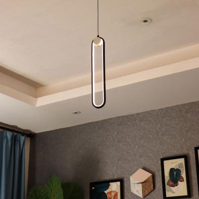 China Modern Simple Design Silica Gel 10w Aluminum Gold LED Black Linear Hanging Chandelier Light for sale