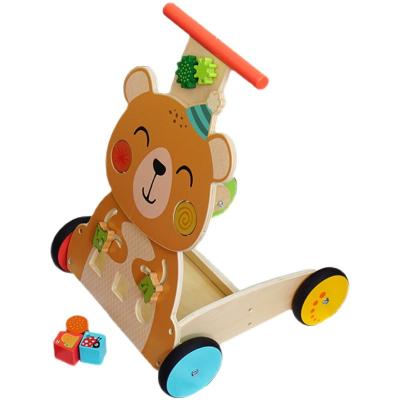 China Best Baby Toddler Gift Activity Baby Walkers Wooden Push Up Toys Baby Wooden Wooden Toy Baby Walkers For Toddler for sale