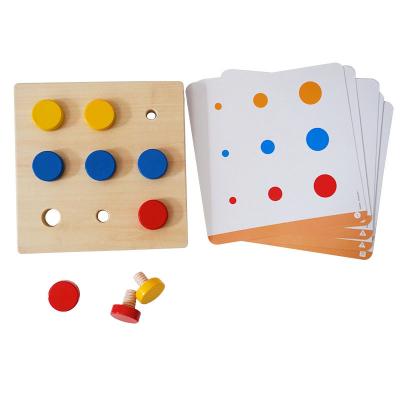 China Eco-Friendly Non-Toxic Wooden Shaped Board Game Montessori Matching Wooden Nuts - And - Bolts Sensory Teaching Toy for sale