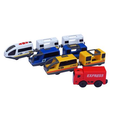 China Real Sounds Battery Operated Model Train Set Motor Powerful Bullet Train Compatible All Bands Magnetic Train Track Toy Set For Kids for sale