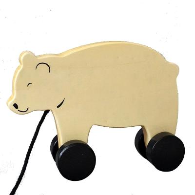 China Pull Along Bear Wooden Montessori Animal Toys Pull Along Bear Push and Pull Wooden Bear Toys Toy for Baby for sale