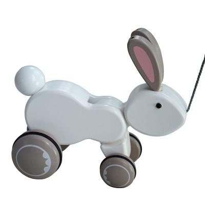 China Pull Along Wooden Rabbit Pet Toy Rabbit Pull Along Wooden Rabbit Animal Toy Pull Toy Wooden Baby Push and Pull for Toddler for sale