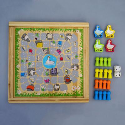 China Travel Wooden Chess Board Games Puzzle Game Borad Game Pieces Entertainment Outdoor Ludo And Goose Game For Kids for sale