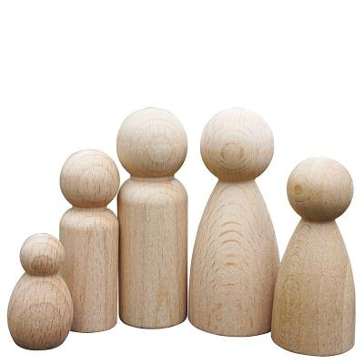 China Europe wooden peg dolls unfinished arts and crafts wooden diy toy handwork unfinished peg dolls for painted for sale