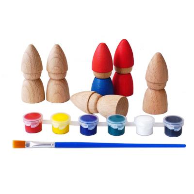 China Europe unfinished wooden arts and crafts wooden diy toy handwork unfinished peg dolls for painted for sale