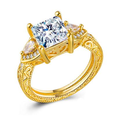 China Ebay Style Hot Selling European Princess DE LUXE Cut 18K Gold&Silver Plated Wedding Ring for sale