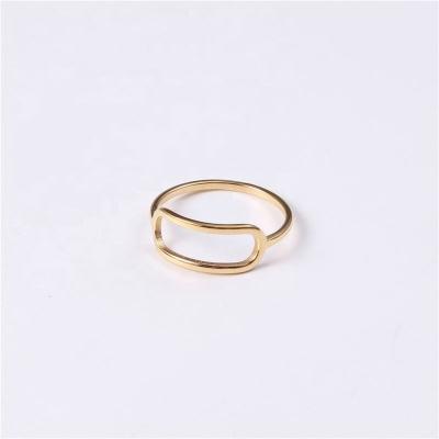 China Smile Line Rings Fashionable Single Face 18K Gold Lead Free Nickel Free Stainless Steel Gold Plated Jewelry for sale