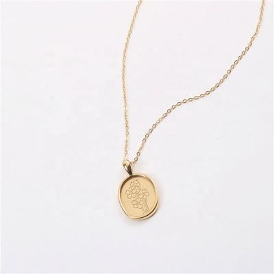 China Wholesale Jewelry 18K Flower Necklace Stainless Steel Nickel Free Lead Free Gold Plated Necklace Pendant for sale