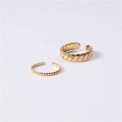 China TRENDY 18K Gold Statement Rings Simple Open High End Fashion Simple Stainless Steel Gold Plated Jewelry for sale