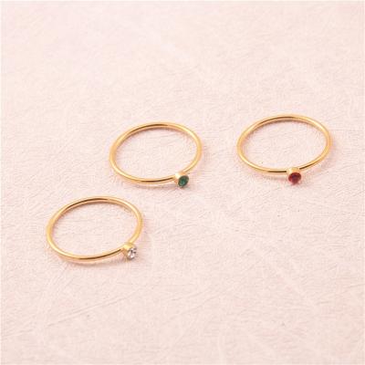 China Romantic 14K Mini Zirconia Stainless Steel Single Gold Plated Diamond Rings for sale