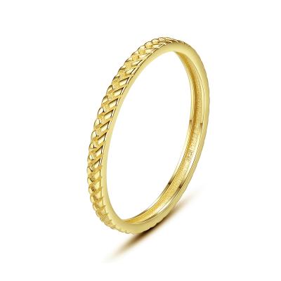 China Vintage Simple 925 Sterling Silver 14k Gold Daily Wear Braided Ring For Women Enternity Band Jewelry for sale