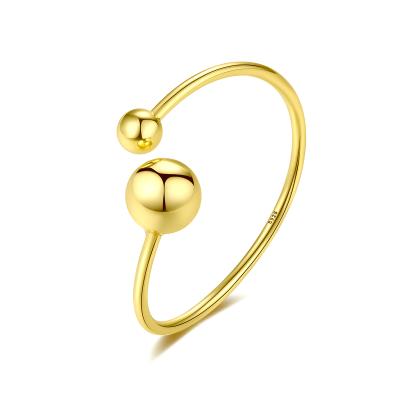 China TRENDY 14K Gold Plated Fashion Jewelry Wholesale Open Adjustable Ring Silver 925 Hot Sale Ball Ring for sale