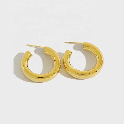 China Large Environmentally Friendly Gold Filled Circle Earrings 925 Sterling Silver Gold Filled Earrings For Women for sale