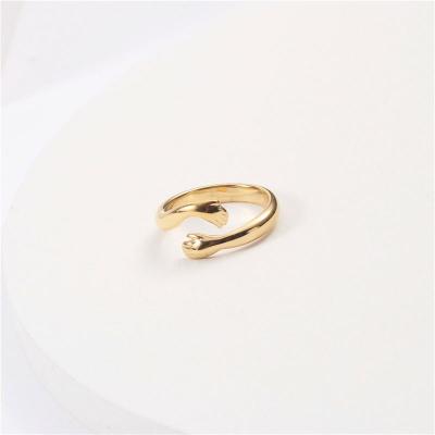 China Hand 18K Stainless Steel Nickel Free Lead Free Gold Plated Finger Rings Trendy Rings for sale