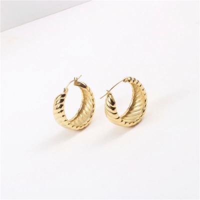 China 2021 Gorgeous Gold Plated 18K Crescent Circle Earring Stainless Steel Nickel Free Lead Free PVD Gold Plated Earring Tarnish Free for sale