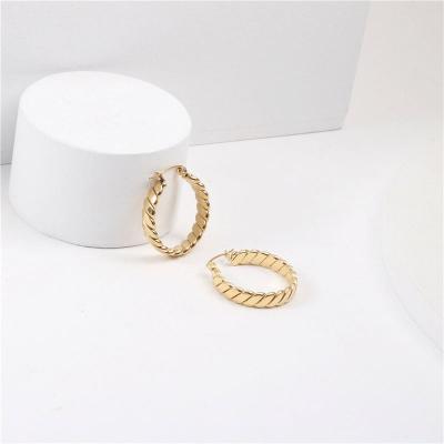 China 2020 Trendy Gold Plated Line Lead Free Nickel Free Hoop Earring Stainless Steel Hoop Earring 18K PVD Earring for sale