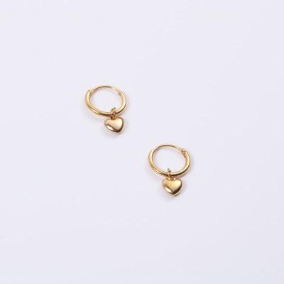 China 2021 Trendy Earring Lead Free Nickel Free 18K Gold Plated Tasty Gold Plated Heart Circle Earring Huggie Earrings Wholesale for sale