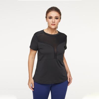 China 2021 New Women's Fashion Anti-Shrink Plus Size Fit Casual Breathable Running Workout Short Sleeve Yoga T-Shirt Top for sale