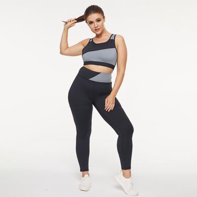 China Oversized Breathable Fitness Wear Sports Bra And Leggings 2 Pieces Custom Made Plus Size Yoga Activewear Set for sale