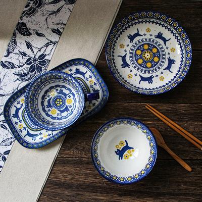 China SOULCHE Ceramic Dinner Plates European Dinnerware Sustainable Vintage Cartoon Ceramic Dishes And Bowls for sale