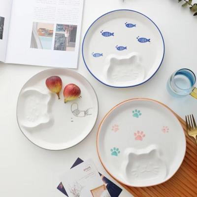 China SOULCHE Sustainable Ceramic Tableware Dumpling Dish Children's Creative Ceramic Round Dinner Dish And Dish Cartoon for sale