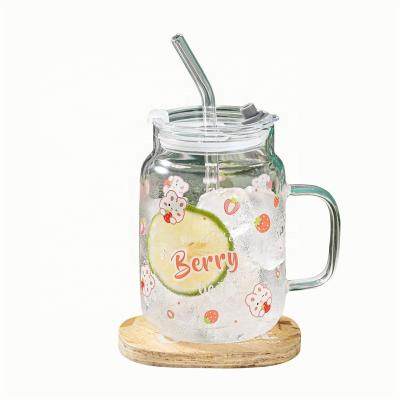 China Clear Sustainable Lemon SOULCHE Glass Mug Cola Mugs Tumbler Milk Tea Juice Cups With Lid And Straw for sale