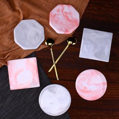 China Creative Marbled Irregular Square Round Coffee Mug Viable SOULCHE Mat Table Insulated Coaster Ceramic Coaster Mug for sale