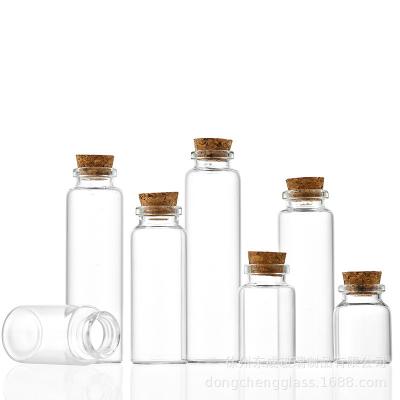 China Gift & Craft SOULCHE Mini Bottles 22mm with Cork Lids Wishing Message Glass Bottles Vials Pudding Glass Jar with Cork Stopper Label Bottles for sale