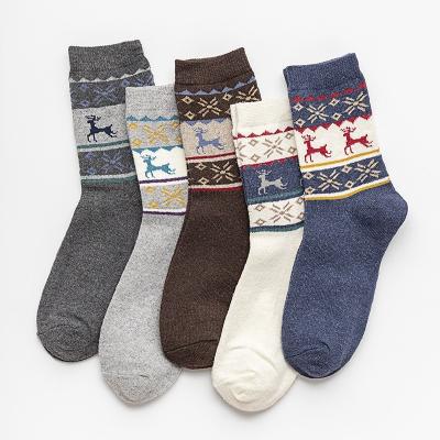 China Fashionable Wuyang socks  winter Christmas deer pattern most casual popular women thick wool cotton socks with warm feeling for sale