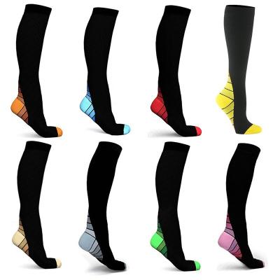 China Breathable Wuyang factory Compression Long Over Knee Men Soccer Gealic Footless running cycling Striped Football Socks for sale