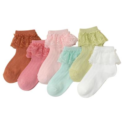 China Breathable WUYANG wholesale breathable children socks cotton cute kids socks colorful lace for sale