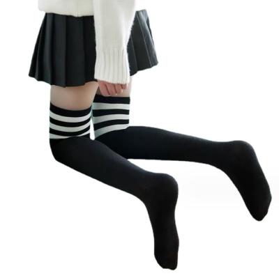 China Breathable WUYANG FACTORY Womens Stripes Thin Tube Socks Thigh High Tights Leg Warmer Casual Knee Striped Over the Knee Socks for sale