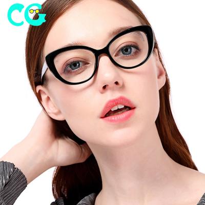 China Thin Acetate Rim Cat Eye Spectacles Optical Eyeglasses Women's Prescription for Large Rim Reading Glasses for sale