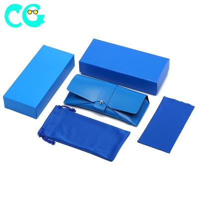 China Sunglasses Glass Packaging Fashion Soft Flat Packing Bag Set Sunglasses Packaging Box Glass Leather Case 009 for sale