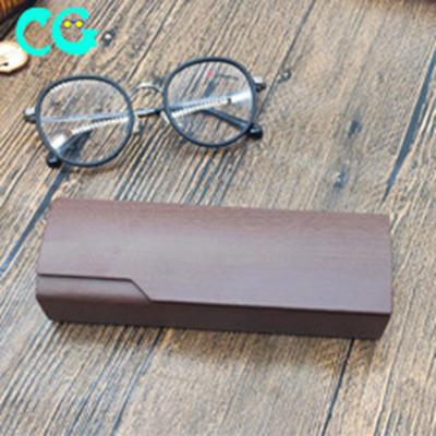 China Fashional New Glass Case 2021 New Grain Flip Rectangle Hard Metal Magnet Wooden Case With Velvet Lining for sale