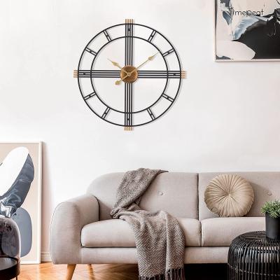 China Large Vintage Metal Living Room Quartz Meatal Antique Silent Hot Sale Style Decorative Wall Clock for sale