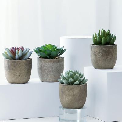 China Small Traditional Potted Mini Artificial Succulents Decorating Artificial Plant 3/6/9 Pcs Assorted Set for sale